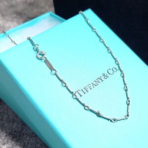 Rare Tiffany & Co 24" Sterling Silver Necklace  Bone Design With Original Box